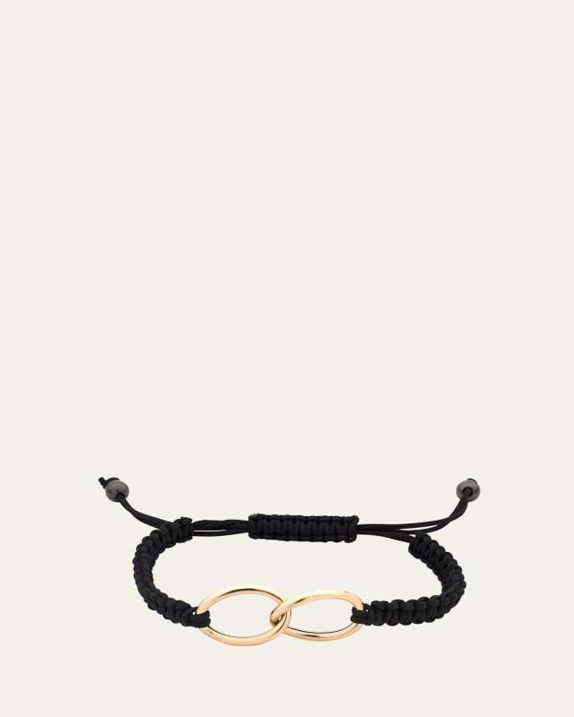 Nodi 18K Yellow Gold Double Loop Macrame Bracelet, Black